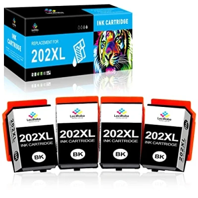 Abbildung von LeciRoba 202xl druckerpatronen Ersatz für Epson 202 und Multipack Expression Premium XP 6000 6005 6100 6105 (4 Schwarz)