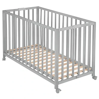 Abbildung von roba® Kinderbett Fold Up, Platzsparendes Gitterbett, höhenverstellbar inkl. Rollen