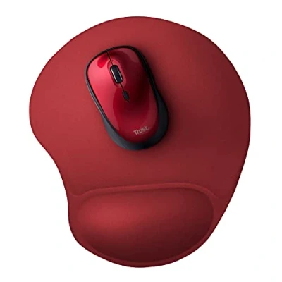 Abbildung von Trust Bigfoot Ergonomisches Mauspad mit Gelkissen 236 x 205 mm, Softgel Handballenauflage, Mikrofaseroberfläche, Mousepad Handauflage, rutschfeste Unterseite Rot