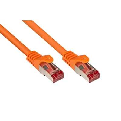 Abbildung von Good Connections Cat. 6 Ethernet LAN Patchkabel mit Rastnasenschutz RNS, S/FTP, PiMF, PVC, 250Mhz, Gigabit fähig (10/100/1000 Base T Netzwerke), für Patchfelder, Patchpanels, Switch, Router, Modems, orange, 0,5m