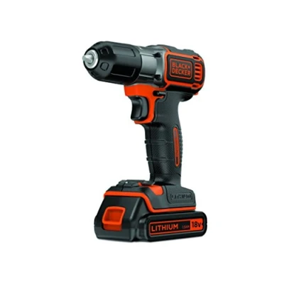 Abbildung von Black &amp; Decker Black+Decker AutoSense Akku Bohrschrauber, Bohrmaschine (18V 1.5Ah, mit automatischer Drehmomenteinstellung, inklusive und 90min Schnellladegerät, LED Arbeitslicht, Doppelbit) ASD18K