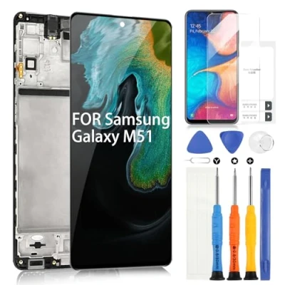 Abbildung von OLED Bildschirm für Samsung Galaxy M51 LCD M515 M515F M515F/DS Display Touchscreen Assembly mit Reparatur Set (Schwarz Rahmen, 6,7 Zoll)