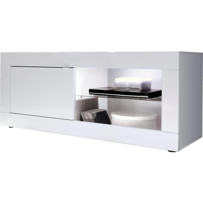 Abbildung von INOSIGN Lowboard &quot;Basic Breite 140 cm, TV Board 1 Tür, 2 offene Fächer (Glasboden),&quot;, Kommode, Metallgriff, moderne Rahmenoptik, Farbauswahl