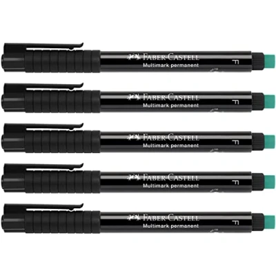 Abbildung von FABER CASTELL 205018 Marker Multimark F 151399, permanent, schwarz, 5 Stück