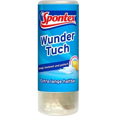 Abbildung von SPONTEX 19131011, Wundertuch reinigt, trocknet und poliert Reinigungstuch (für Glas, Kacheln, Spiegel auch Autolack)