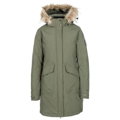 Abbildung von DLX Trespass Damen Warme Lange Daunenjacke Mit Abnehmbarer Kapuze BETTANY, Basil, XS, FAJKDOTR0003_BAIXS