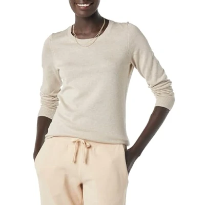 Abbildung von Amazon Essentials Damen Leichter, Langärmeliger Pullover Mit Rundhalsausschnitt (Erhältlich in Übergröße), Haferbeige Meliert, XL