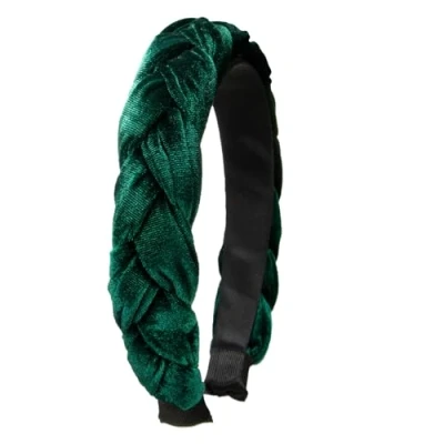 Abbildung von Alpenflüstern Trachten Haarreif Samt Flechtoptik Damen Haarschmuck rutschfest, Haarband geflochten fürs Dirndl (waldgrün) ADV132