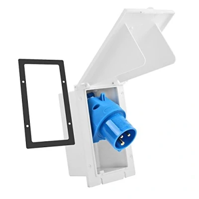 Abbildung von Wamovo Steckdose CEE Aussensteckdose weiß 200 250V, 16A, Klappbarer Stecker