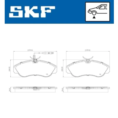Abbildung von SKF VKBP 81030 E Bremsbelagsatz inkl. Verschleißwarnkontakt FIAT: Ducato II Pritsche/Fahrgestell, Bus, Kastenwagen