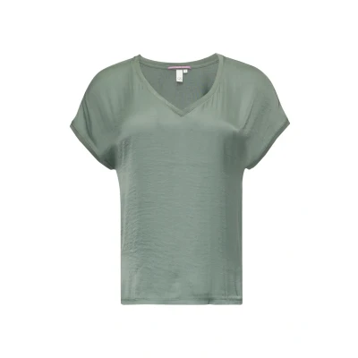 Abbildung von QS Vneck Tshirt basic, Damen, Größe: XL, Olivgrün
