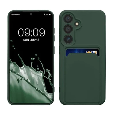 Abbildung von kwmobile Handyhülle kompatibel mit Samsung Galaxy S24 Hülle Handy Cover Fach für Karten in Dunkelgrün