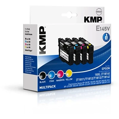 Abbildung von KMP Druckerpatronen E145V schwarz, cyan, magenta, gelb kompatibel zu EPSON 18 XL / T1816 XL, 4er Set