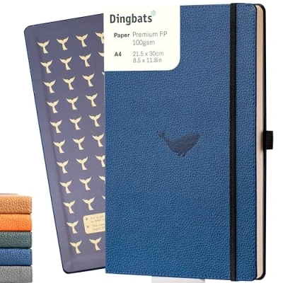Abbildung von Dingbats* Tierwelt Notizbuch A4 Blanko Hardcover PU Leder Journal für Arbeit, Reisen Tasche, Elastischer Verschluss, Stifthalter, Lesezeichen