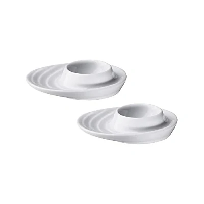 Abbildung von Küchenprofi Burgund Eierbecher oval 2er Set, Porzellan Eierhalter mit Ablage, Weiß, Eier Schüsseln, Teller, Auch für Snacks und Desserts, 10 x 9 cm