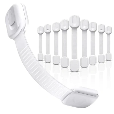Abbildung von Türstopper für Babys, 10 Stück, Schubladensperre, Schrankschlösser und Kühlschrank, Sicherheit, Haus, extra starker Klebstoff, ohne Bohren (10 Stück)