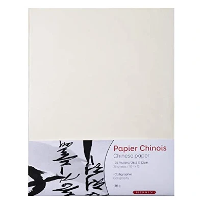 Abbildung von J.Herbin Herbin 90400T Pack mit 25 Blatt chinesisches Papier, ideal für Kalligraphie, 26,5x33 cm, 30g, 1 Pack, Weiß