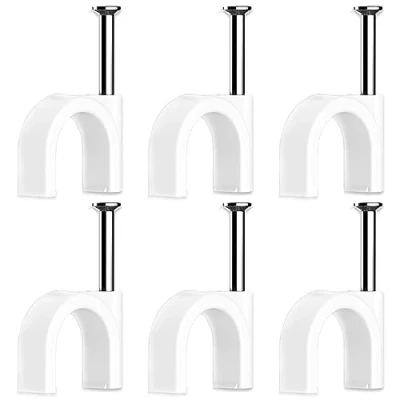 Abbildung von 60 Stück Kabelschellen,Nagelschellen,Kabel Befestigungen,Cable Clamp,Kabelklemmen Nagel,Kabelklemmen Wand,Kabelhalter Decke,Kabelschellen Nagelschellen,Mit Nagel,für Kabel,Weiß (10mm)