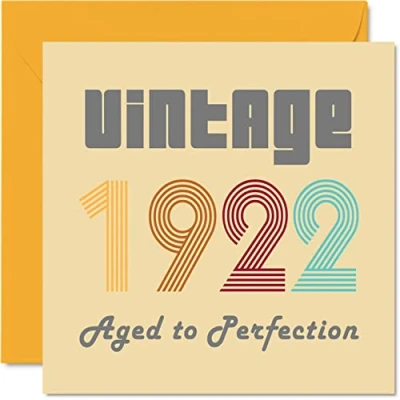 Abbildung von Geburtstagskarten zum 102. Geburtstag für Männer und Frauen Vintage 1922 Aged To Perfection 102 Lustig Sie Ihn 145 mm x Glückwunschkarten