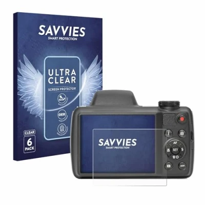 Abbildung von Savvies 6 Stück Schutzfolie für Kodak Pixpro AZ528 Displayschutz Folie Ultra Transparent