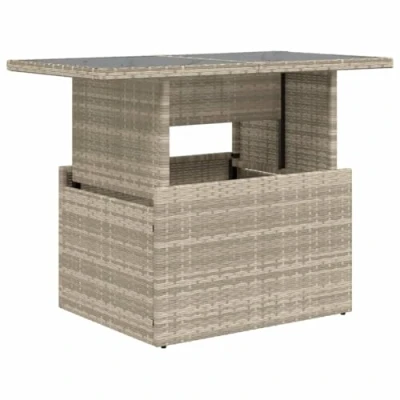 Abbildung von vidaXL Gartentisch mit Glasplatte Hellgrau 100x55x73 cm Poly Rattan (1 St)
