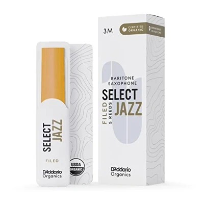 Abbildung von D&#039;Addario Organisch Select Jazz Filed Baritone Saxophon Stimmzungen Saxophonrohre Das erste und einzige Bio Schilfrohr 3 Mittel, 5 Packung