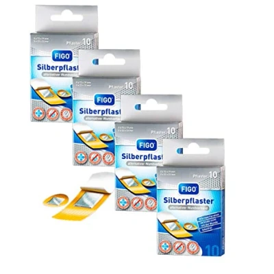 Abbildung von varivendo Wundpflaster Notizblock + 40x FIGO Silberpflaster 4x 10 Stück (Set, 40 St., Silberpflaster), Erste Hilfe Pflasterstrips Wundverband