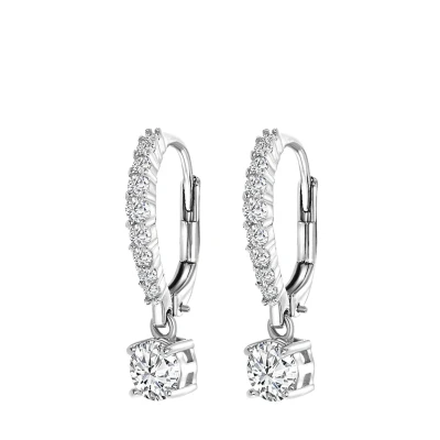 Abbildung von Lucardi 925 Silver ROW WITH 9 Zirconia Stones AND Pendant Ohrringe silvercoloured, Damen, Größe: One Size, coloured