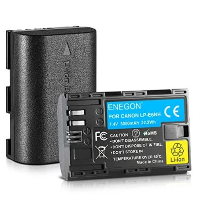 Abbildung von ENEGON LP E6NH Li Ion Akku, hohe Kapazität, 3000 mAh, Ersatzakku für Canon EOS R, R5C, 5D Mark II, III, IV, 5DS, 5DSR, 6D, 7D, 7D 80D, 70D, 60Da, XC10, XC15