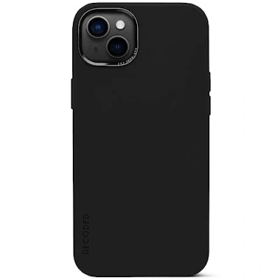 Abbildung von DECODED Premium Silikon Handyhülle iPhone 14/13 von Apple getestet antimikrobiell Optimaler Schutz Stoßdämpfend Metalltasten Schutzhülle Handy Cover Schwarz