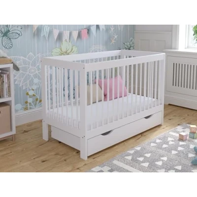 Abbildung von Love For Sleep Weiß Babybett,Gitterbet mit Shublade 120x60cm, Umwandelbar in EIN Schlafsofa Sicherheitsbarriere, Traditionell