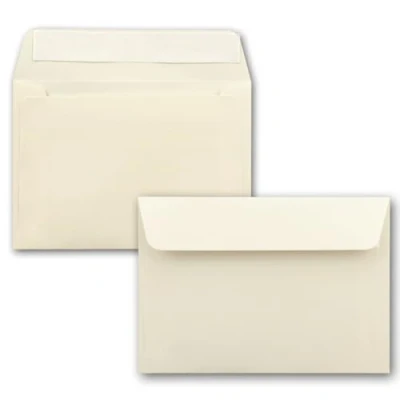 Abbildung von 50x Briefumschläge Vanille Creme DIN C6 Format 11,4 x 16,2 cm Haftklebung Kuverts ohne Fenster Weihnachten, Grußkarten &amp; Einladungen Für A6 A4 Papier