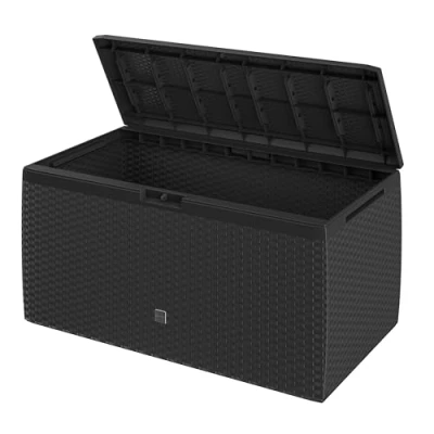 Abbildung von Casaria Auflagenbox Rato Plus, XXL 290L UV beständig 100kg Belastbar Garten Rattan Optik Anthrazit