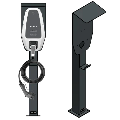 Abbildung von Ladesäule passend für Smartfox Pro Charger Wallbox mit Dach Ständer Standfuß Stele