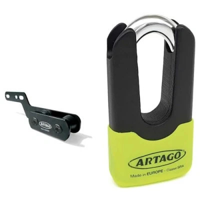 Abbildung von Artago 69X3 Pack Bremsscheibenschloss Diebstahlsicherung Hohe Sicherheit + Halterung für Kawasaki Z900, Homologiert SRA, Sold Secure Gold, ART4
