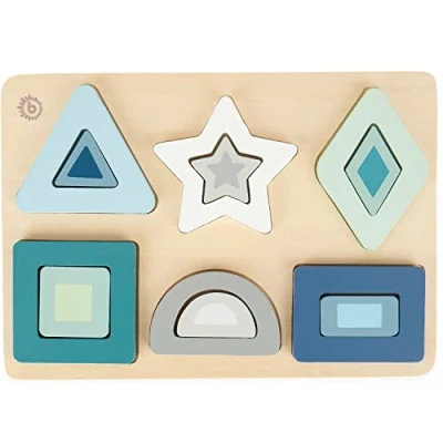 Abbildung von Bieco Steckpuzzle Geometrisches Baby Puzzle aus Holz 13 tlg. Holzpuzzle Geometrische Formen Modernes mit Shape Steckspiel Holz, Puzzleteile