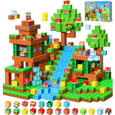 Abbildung von LUVTOY Magnetische Bausteine 108 Teile Magnetbausteine Kinder Spielzeug Magnetspielzeug Magnete ab 3 4 5 6 7 8 9 Jahre Jungen und Mädchen (2 cm)