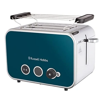 Abbildung von RUSSELL HOBBS Toaster Distinctions 26431 56 Edelstahl Ocean Blue, 2 Schlitze, für Scheiben, 1600 W, extra breite Toastschlitze, Retro Design