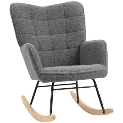 Abbildung von Schaukelstuhl Schwingsessel Akzentstuhl bis 120 kg, Polyester, Dunkelgrau