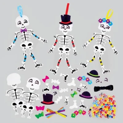 Abbildung von Baker Ross FX699 Skelett Pendelarm und Bein Dekorationssets Packung mit 5, Halloween Dekorationen Bastelarbeiten für Kinder