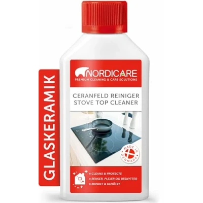 Abbildung von Nordicare Ceranfeldreiniger [500ml] für Cerankochfeld oder Induktionsfeld I Ceranfeld Reiniger Eingebranntes Glaskeramik Reiniger, Kochfeldreiniger, Herdreiniger