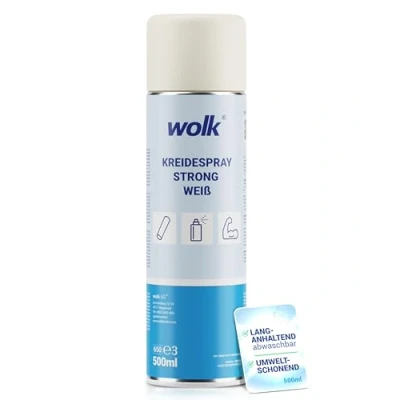 Abbildung von Kreidespray strong weiß 500 ml langhaltende Bodenmarkierungen pflanzenverträglich wasserlöslich temporäre Boden Markierungen bis zu 100m Markierungsweg bei 5cm Strichbreite Spraydose