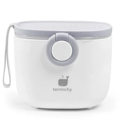 Abbildung von Milchpulver Portionierer baby, Termichy Spender, 250g luftdichter tragbarer Behälter für Reisen, mit Schaber und Löffel (Grau&amp;weiß,1 Stück)