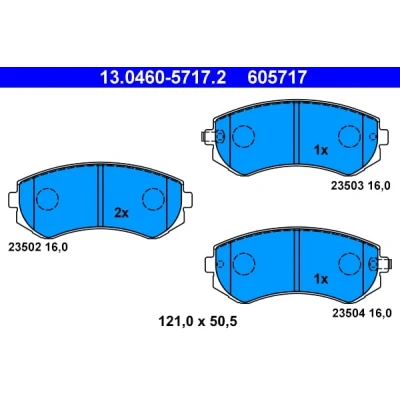 Abbildung von ATE 13.0460 5717.2 Bremsbelagsatz mit akustischer Verschleißwarnung NISSAN: ALMERA 1 Hatchback,