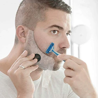 Abbildung von InnovaGoods Modell zum Rasieren des Bartes Hipster Barber, ergonomisches und originelles Design, einfach zu bedienen, integrierte Kämme, perfekte Rasur, Polycarbonat, mehrfarbig