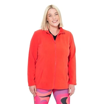 Abbildung von Ulla Popken Damen Fleecejacke, Baukastensystem, Innenjacke, Stehkragen Strickjacke, Coral, 62 64 EU