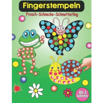 Abbildung von Fingerstempeln ab 3 Jahre: Mit 45 süßen Tiermotiven Finger Stempeln Buch für kleine Künstler Fingerstempelbuch Tiere Kinder zum Basteln, Malen und Stempeln.