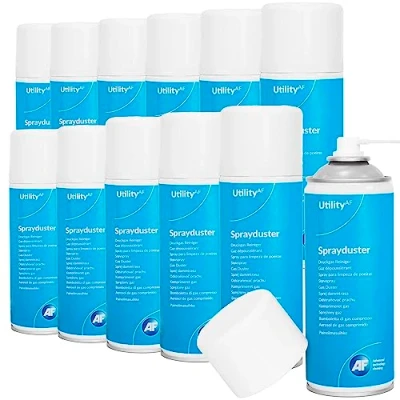 Abbildung von AF ADU400UT Reinigungssprühdose, Druckgaskanister, FCKW frei, entflammbar, nicht umkehrbar, entfernt Staub und Schmutz, 400 ml, 12 Stück, Blau