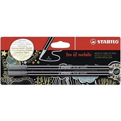 Abbildung von Premium metallic Filzstift STABILO Pen 68 2er Pack silber