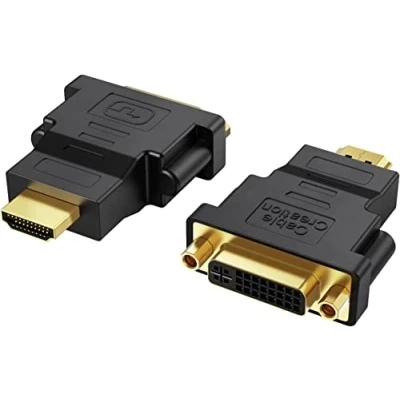 Abbildung von CableCreation HDMI zu DVI Adapter, [2 Pack] Bidirektionaler Stecker auf Buchse, 1080P Konverter, 3D, 0,15M Schwarz